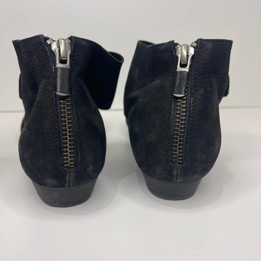 Eileen Fisher Women’s 7.5 Black Tumbled Nubuck‎ Suede Pointed Toe Strap Shoes